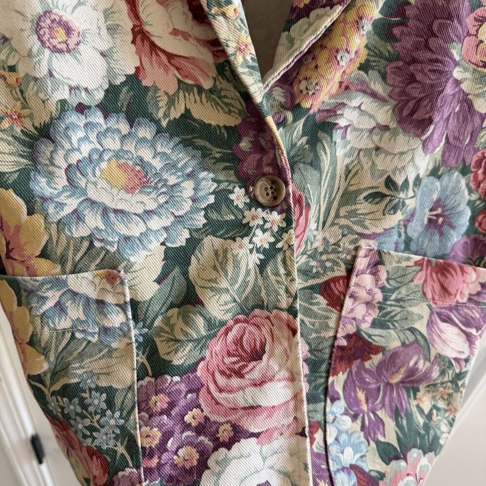 Vintage Floral Tapestry Blazer Gotcha Covered Women’s Size XL USA Made - Picture 4 of 12